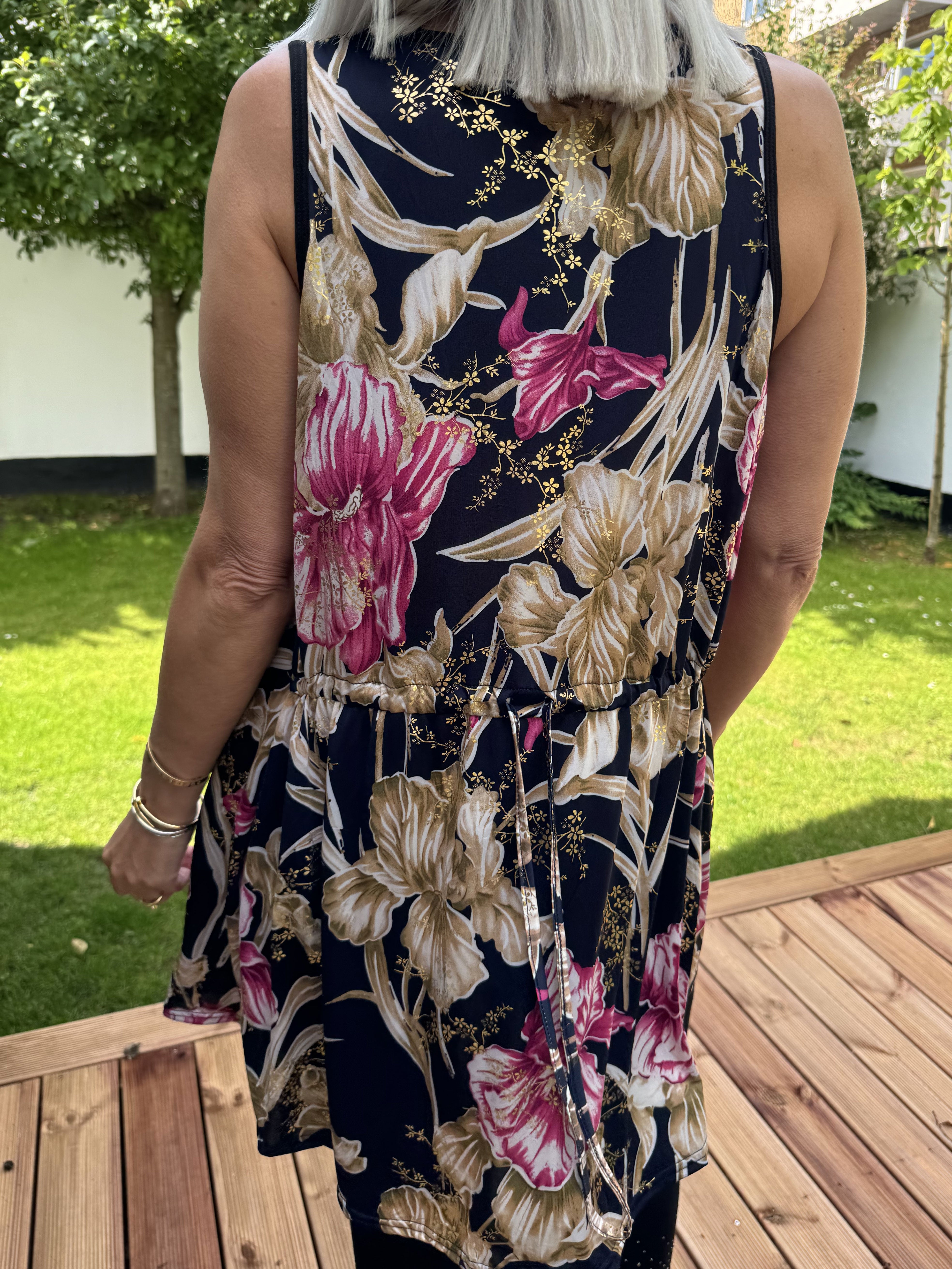 Palma Spring - Lang mønstret tunika i elastisk stof